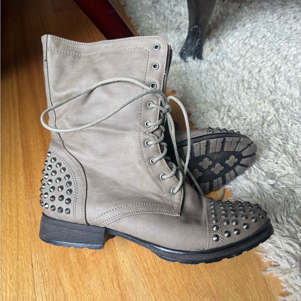 Studded taupe Combat Boots
